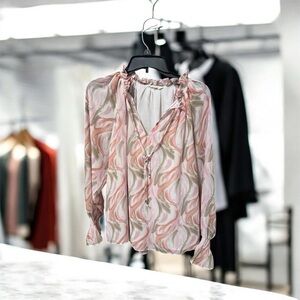 Entro Pink and Cream Swirl Blouse